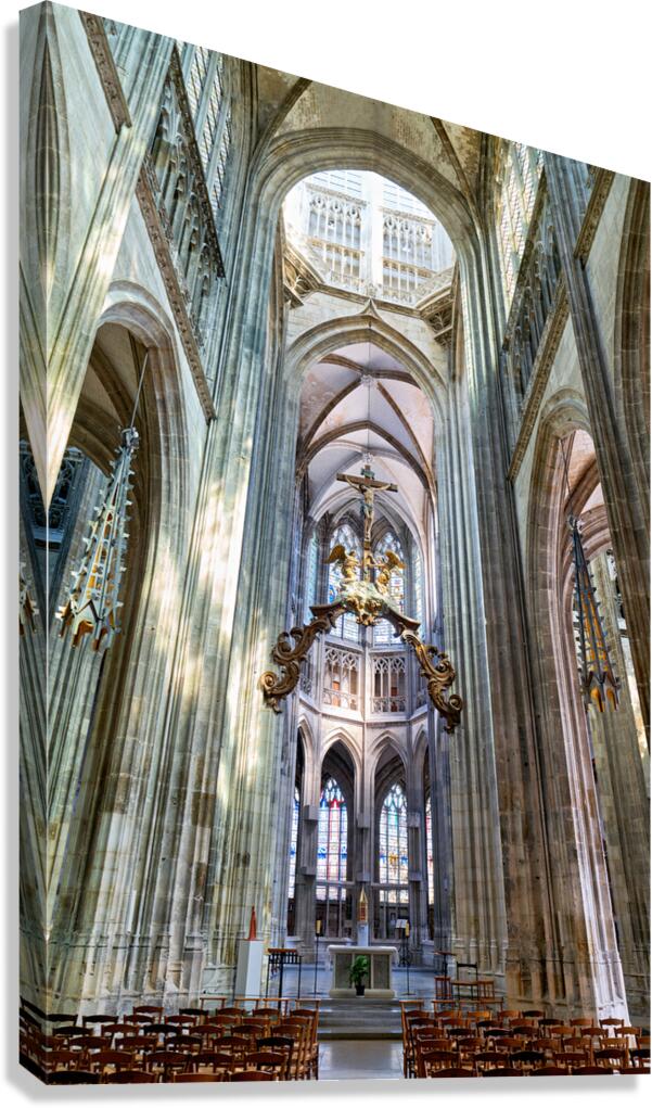 Saint Maclou church interior in Rouen Normandy France on a quiet