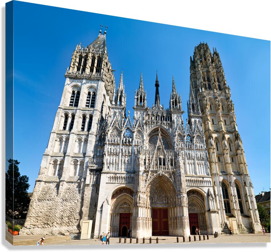 Notre Dame Cathedral stands tall in Rouen Normandy under clear s