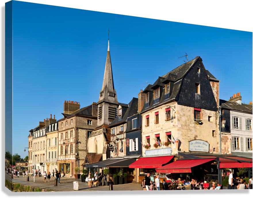 Restaurants and cafe along the harbour in Honfleur Normandy Fran