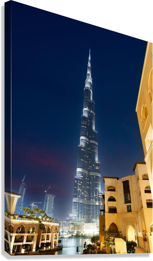 Burj Khalifa shining bright at night in Dubai UAE