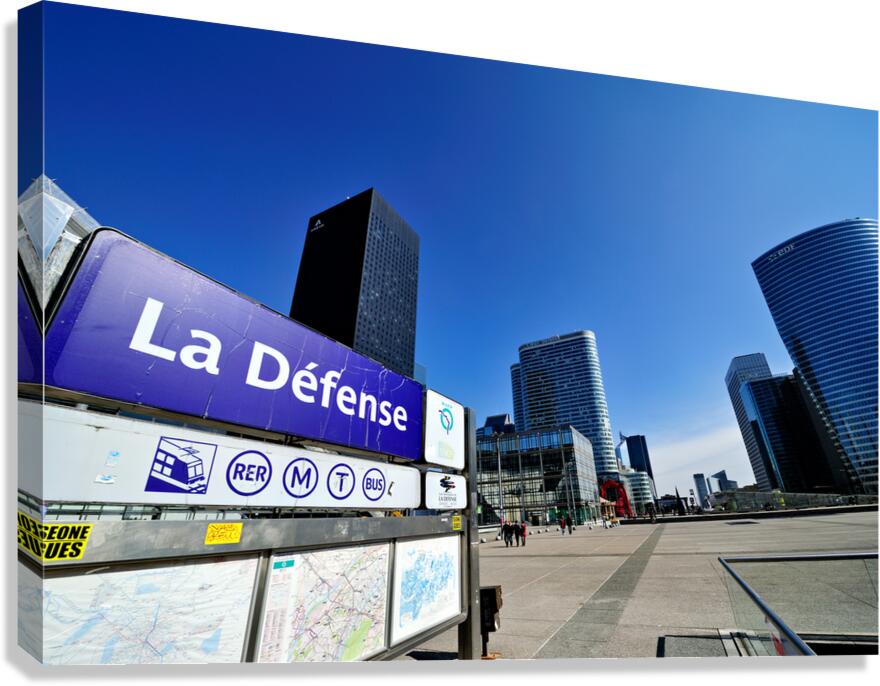 View of La Defense in Paris on a bright sunny day