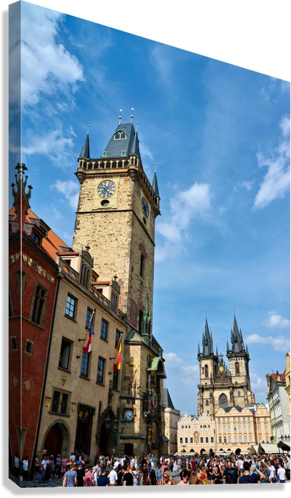Prague Old Town Square: Astronomical Clock Týn Church and cro