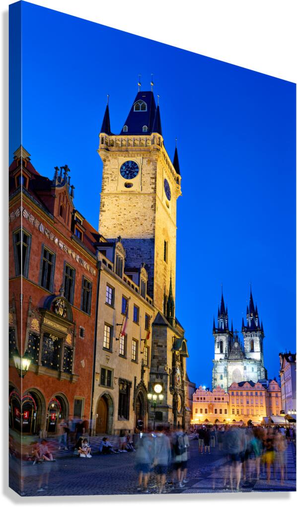 Prague Old Town Square at night featuring iconic illuminated bu