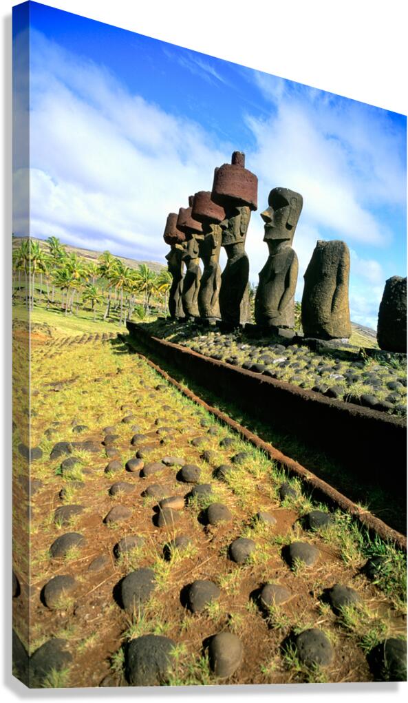 Ancient Moai statues stand tall on Easter Island.