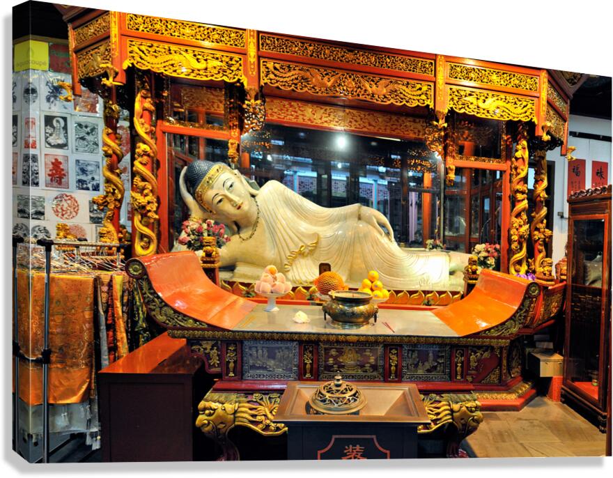 Reclining Buddha statue in temple in Shanghai China