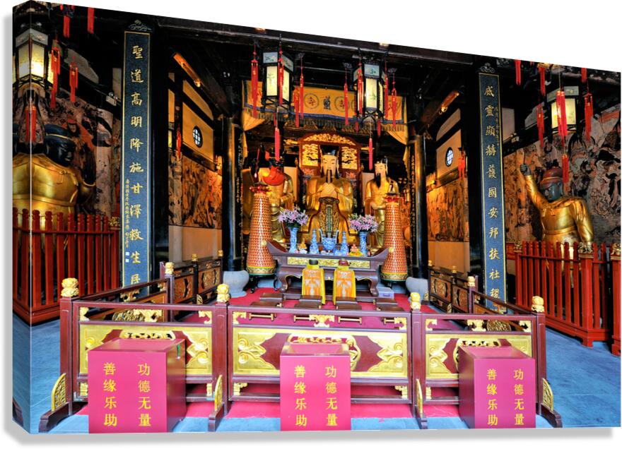 Visit to grand Chinese temple with golden statues in Shanghai