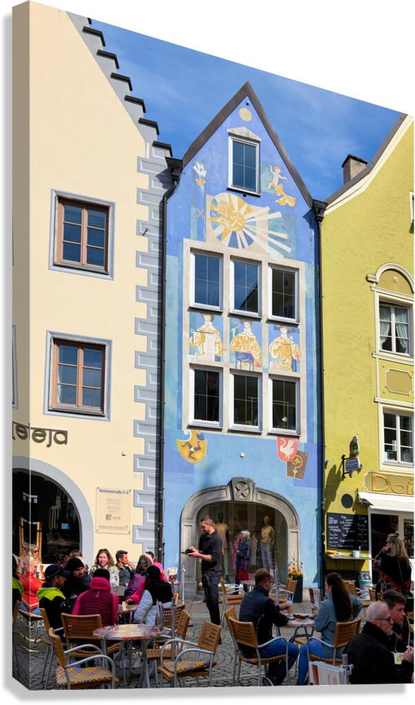 Relaxing at outdoor cafe in Fussen on the Romantic Road in Bavar