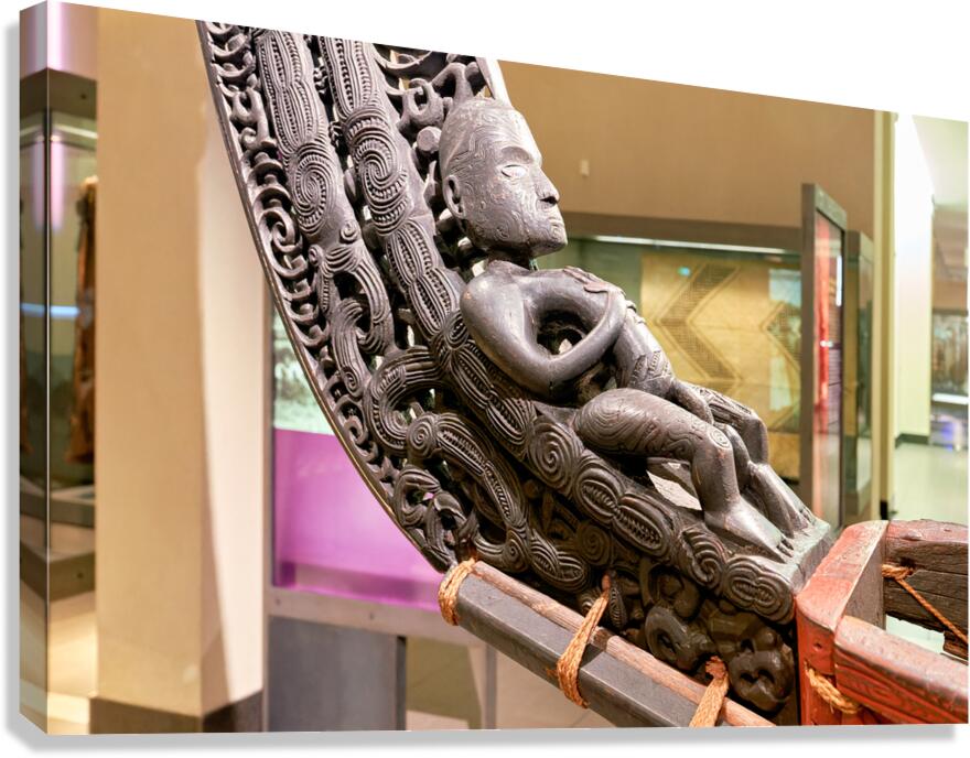 Maori carving displayed at Auckland War Memorial Museum in New Z