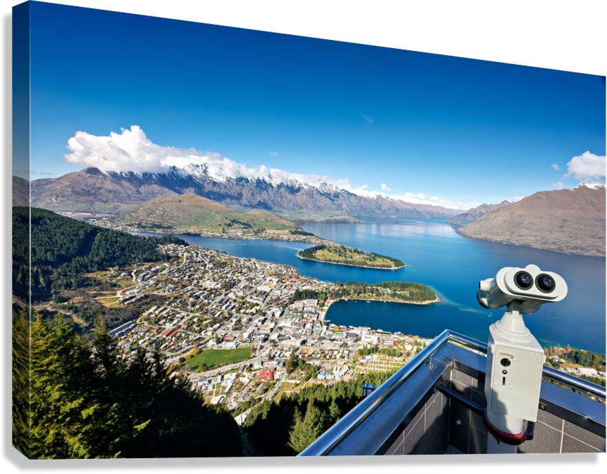 Aerial view of Lake Wakatipu in Queenstown Otago South Island