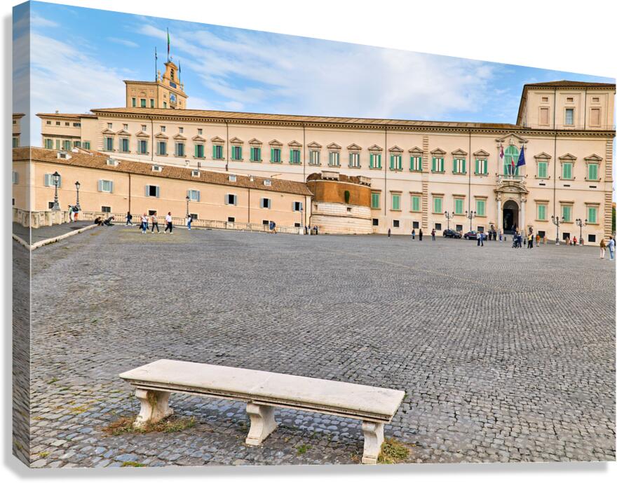 Quirinal Palace in Rome Italy with visitors in the courtyard