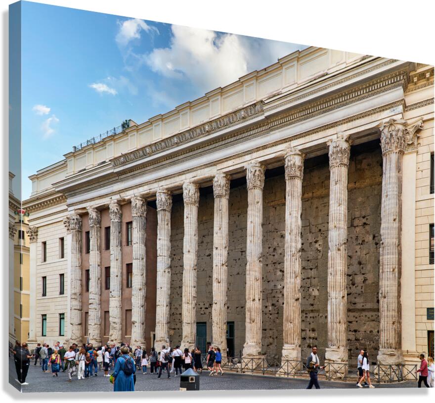 Exploring the Temple of Hadrian in Rome during a sunny day