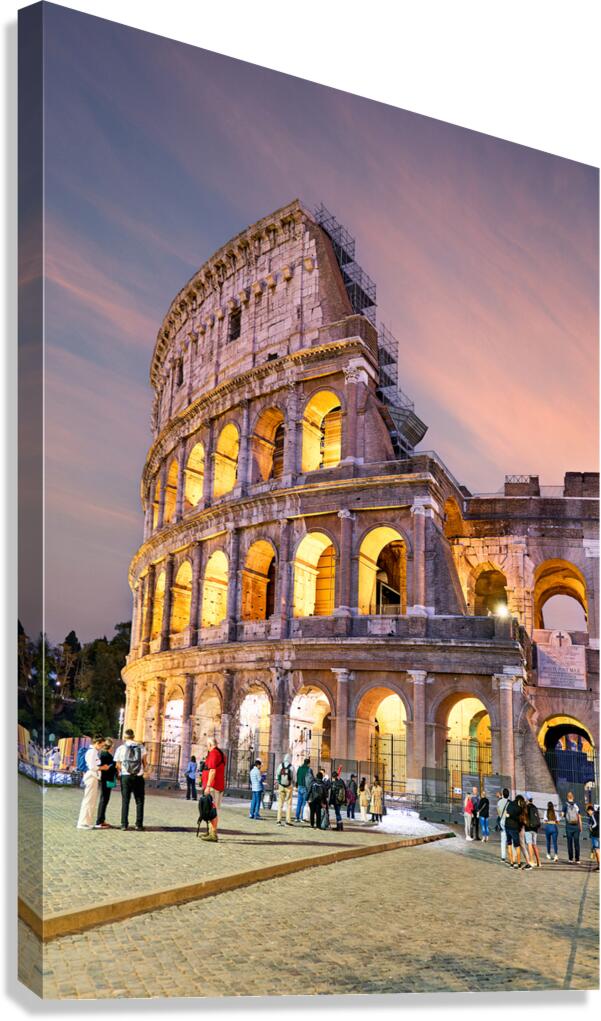 Exploring the Colosseum at dusk in Rome Italy