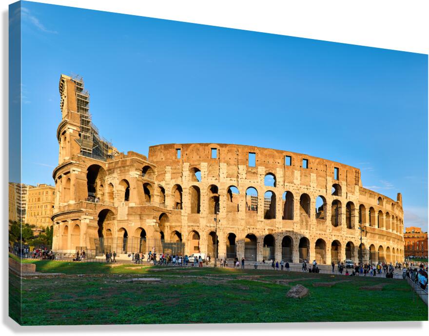 Colosseum in Rome during evening light with visitors present