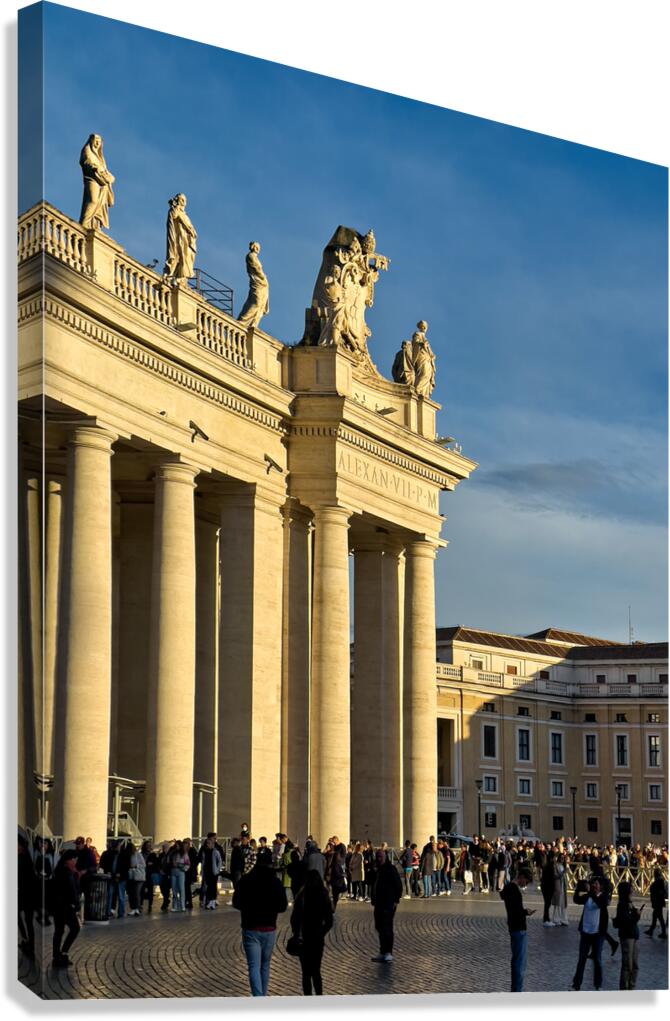 Tourists waiting to enter Saint Peters Basilica in Rome Italy