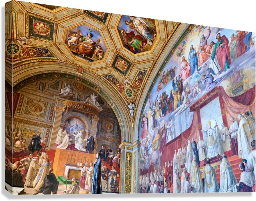 Renaissance art in Vatican Museums shows Raphael rooms frescoes