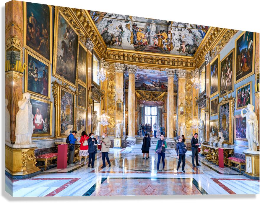 Visitors explore the Great Hall in Colonna Art Gallery in Rome