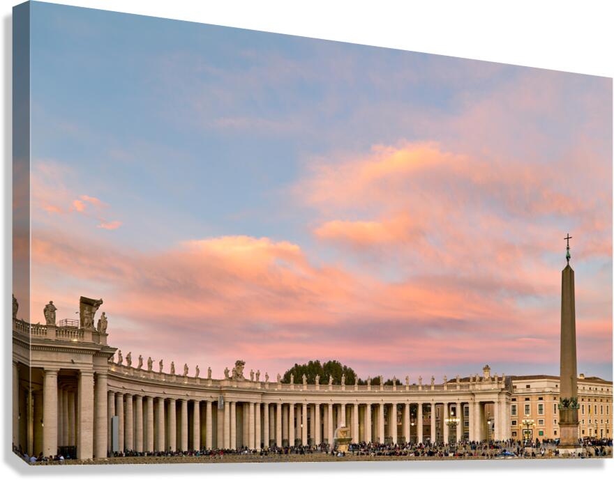 Visit to Saint Peters Square in Rome at dusk