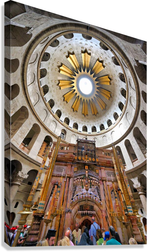 Visitors explore the church of the Holy Sepulchre in Jerusalem