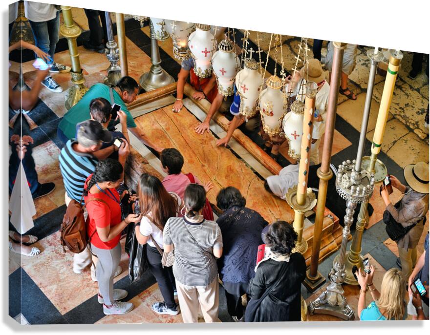 Visitors gather at the church of the Holy Sepulchre in Jerusalem