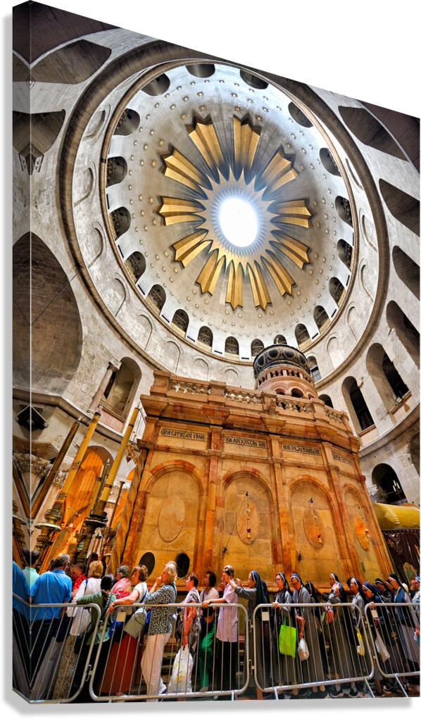 Visitors gather inside the church of the Holy Sepulchre in Jerus