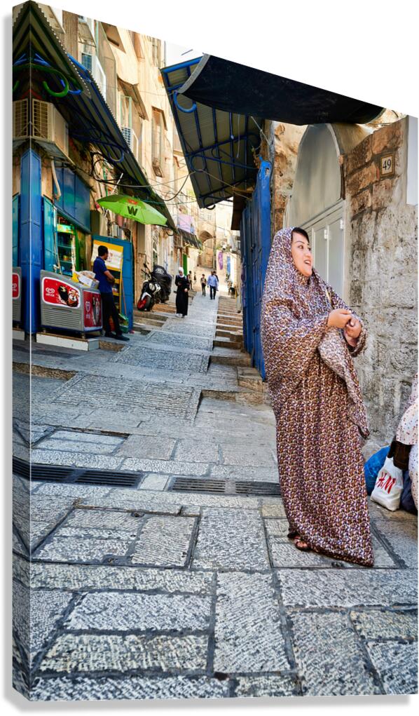 Portrait of a woman in a street of Jerusalem in Palestine