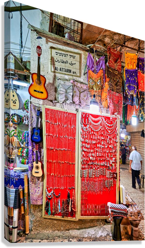 Shop displays in souq al attarin in old city of Jerusalem