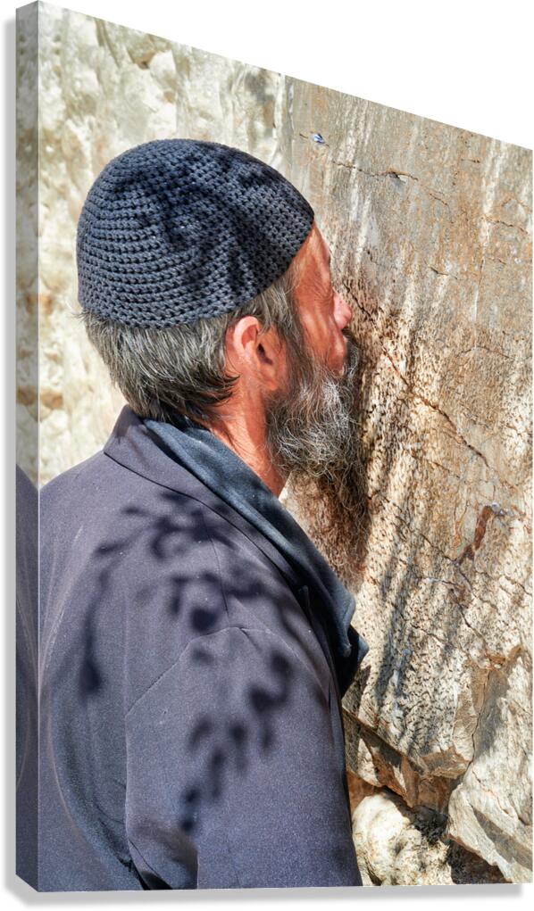 Prayers at the wailing wall in jerusalem by orthodox jews