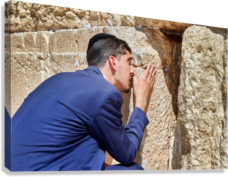 Prayers at the wailing wall in jerusalem by orthodox jews