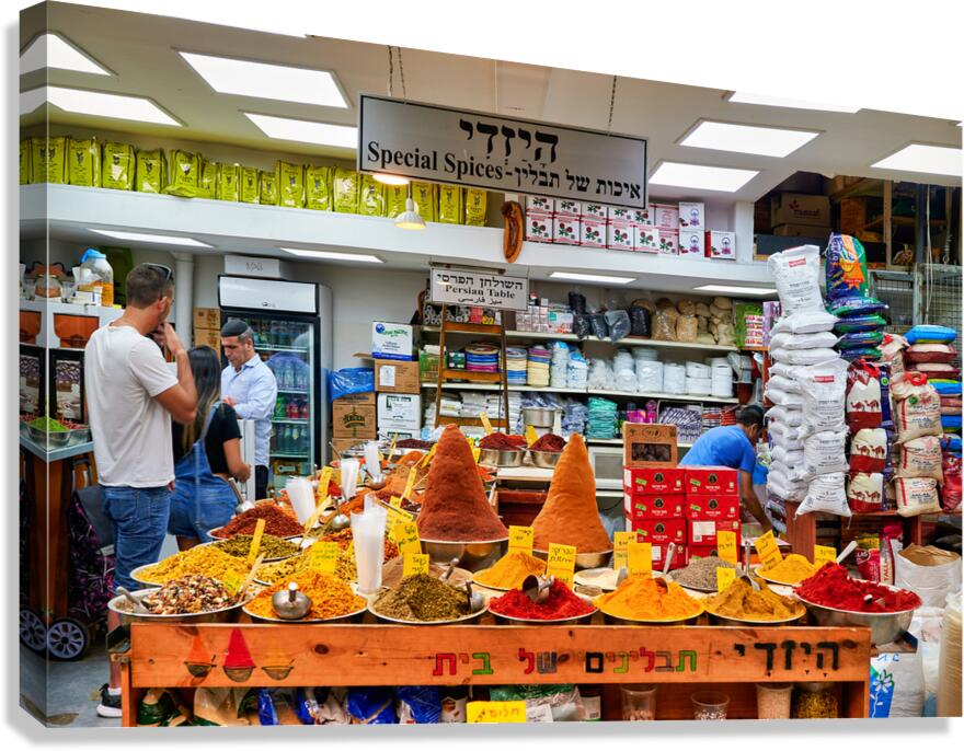 Spices and people at Mahane Yehuda Market in Jerusalem