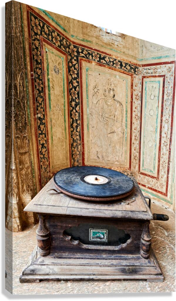 Old record player in a historic Rajasthan building