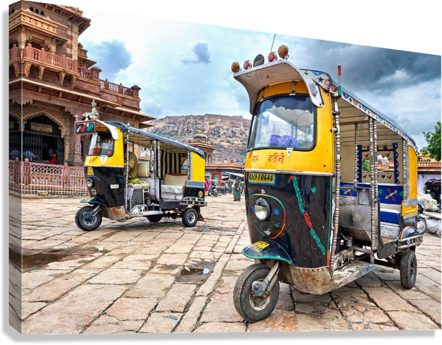 Tuk tuks parked in Sardar Market Girdikot Jodhpur Rajasthan