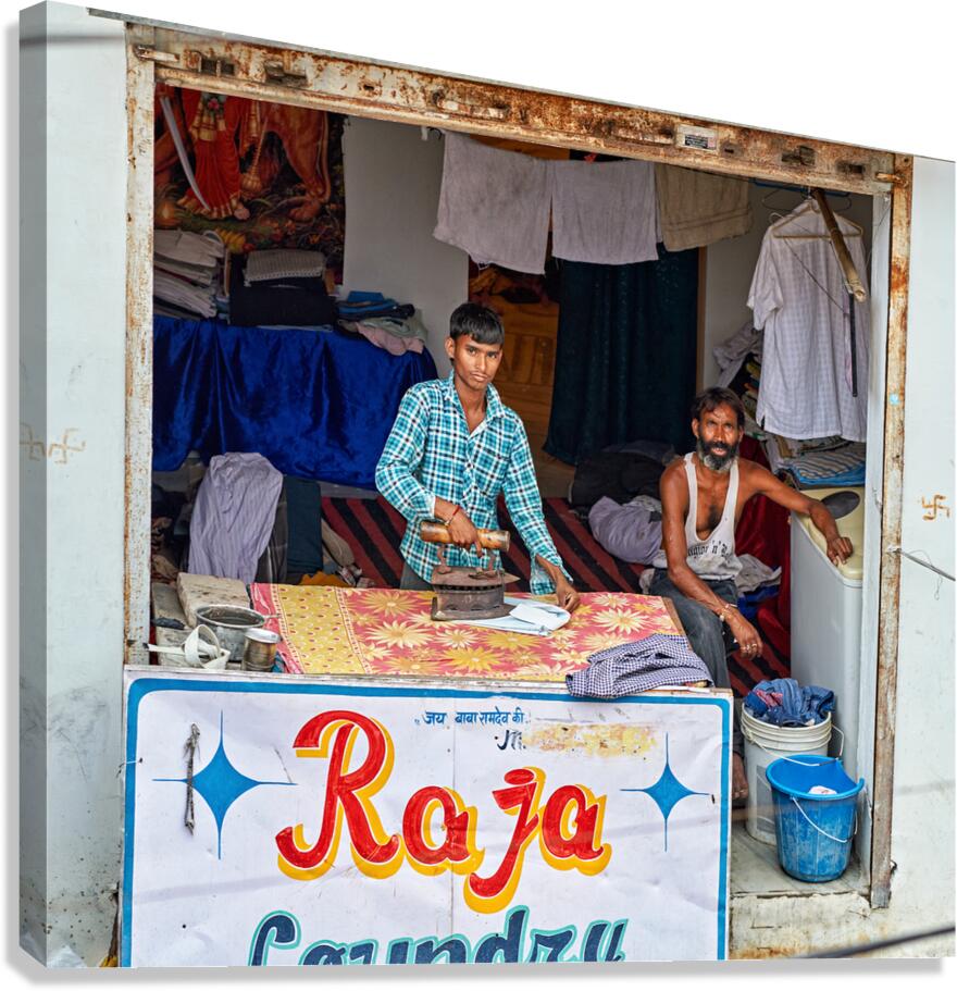 Ironing clothes in Bundi Rajasthan during the day