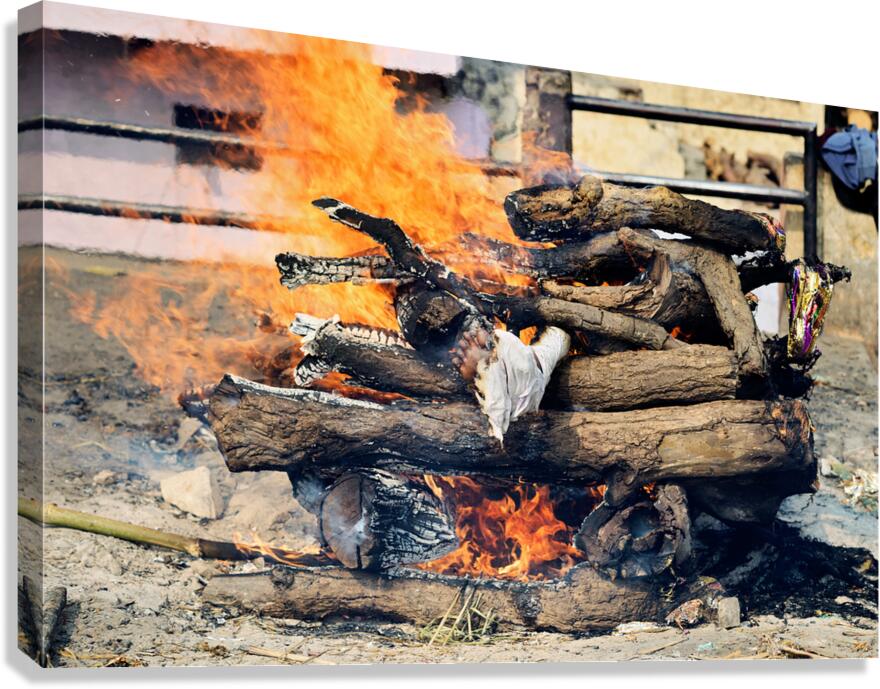 Cremation rite by the Ganges River in Varanasi