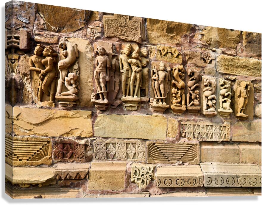 Carvings of erotic scenes at Khajuraho temples in Madhya Pradesh