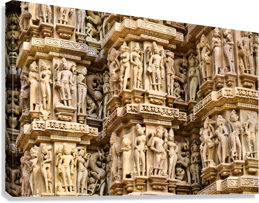 Carvings on the temples of Khajuraho in Madhya Pradesh India