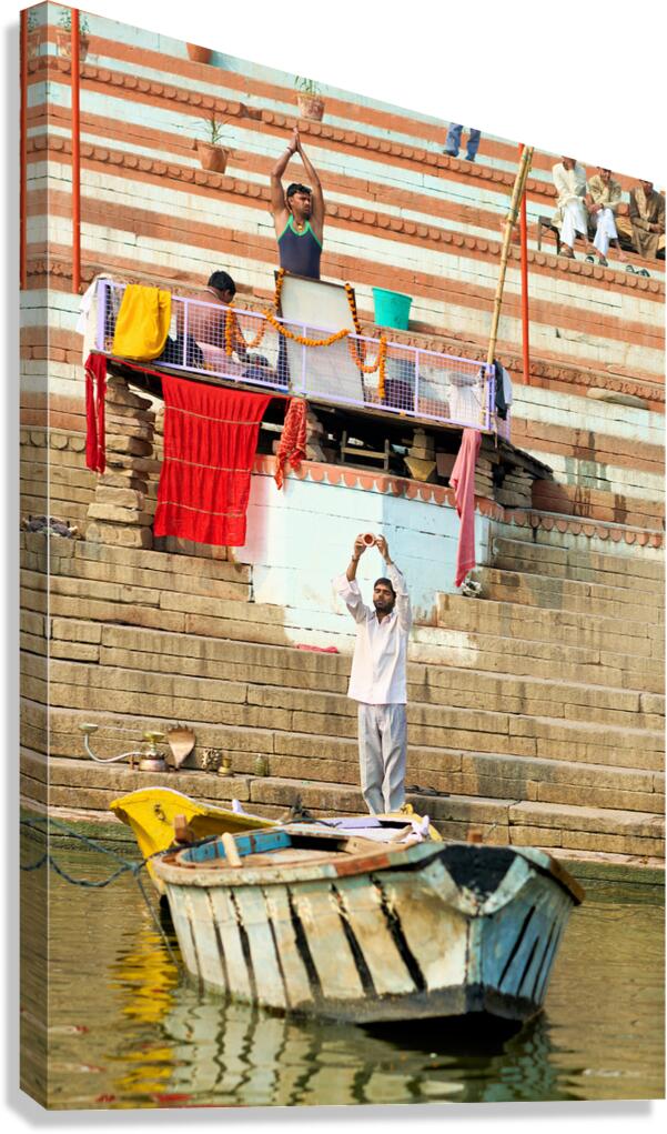 Sacred ablutions by the banks of the Ganges in Varanasi