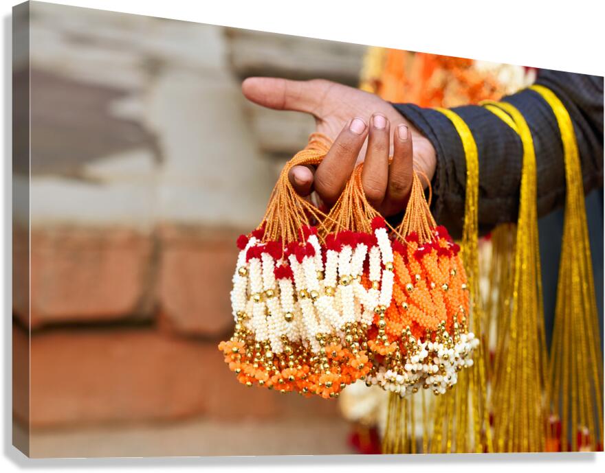 Flowers for rituals in Varanasi Uttar Pradesh during a ceremony
