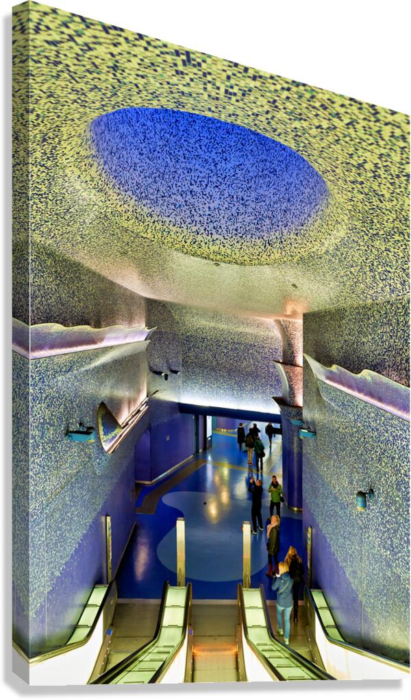 Toledo station in Naples with blue decor during the day