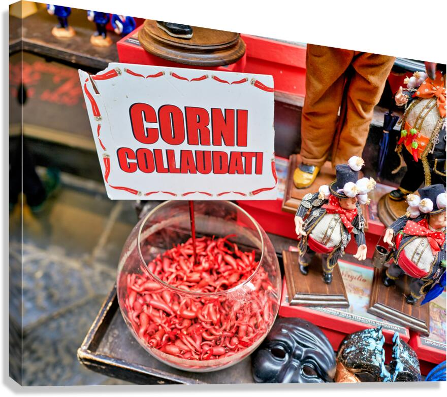 Lucky horns for sale in Spaccanapoli downtown quarter of Naples