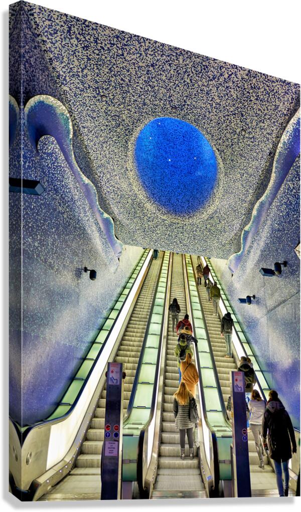 Metro station at Toledo in Naples shows stairs and ceiling desig