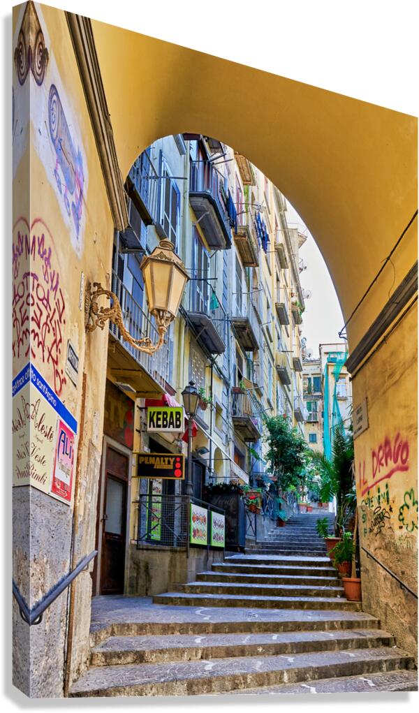 Narrow alley in Via Chiaia in Naples Campania Italy shows daily 