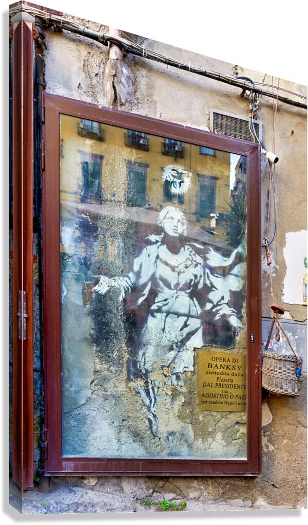Famous Banksy street art in Naples Campania Italy