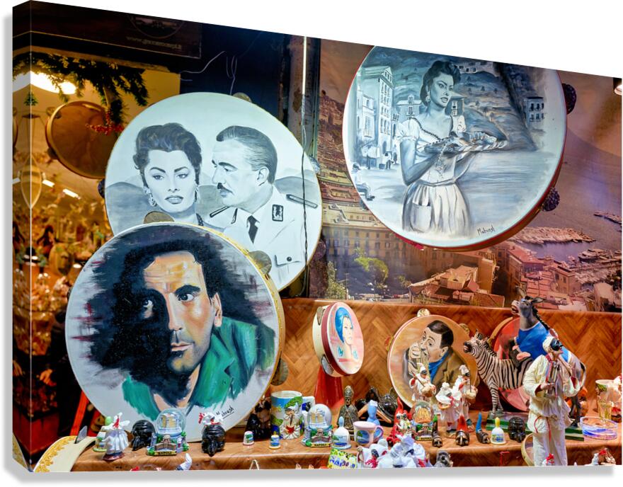 Souvenir shop displays unique items in Naples Campania Italy