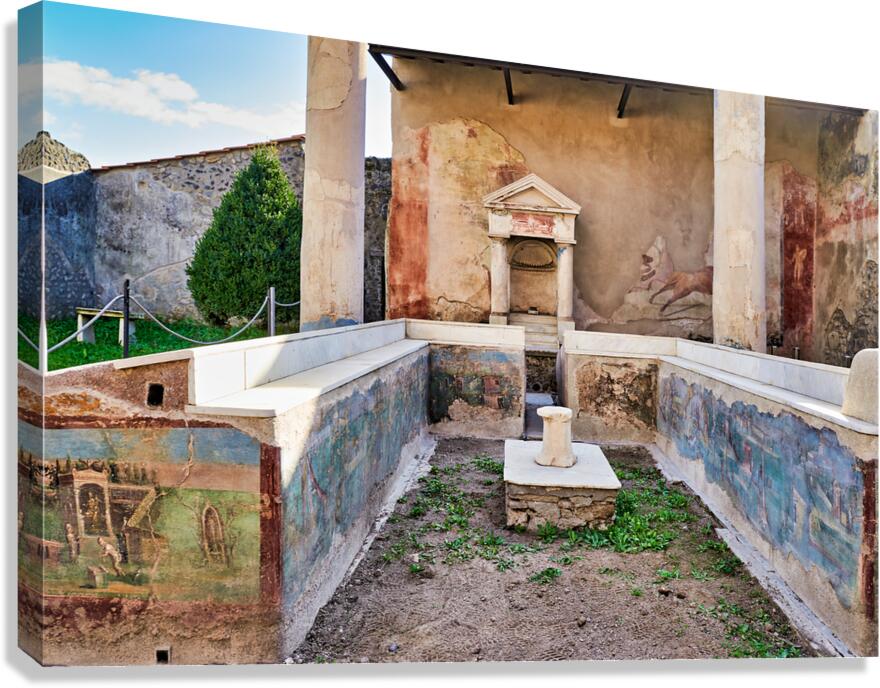 Exploring ancient structures in Pompeii near Naples Italy