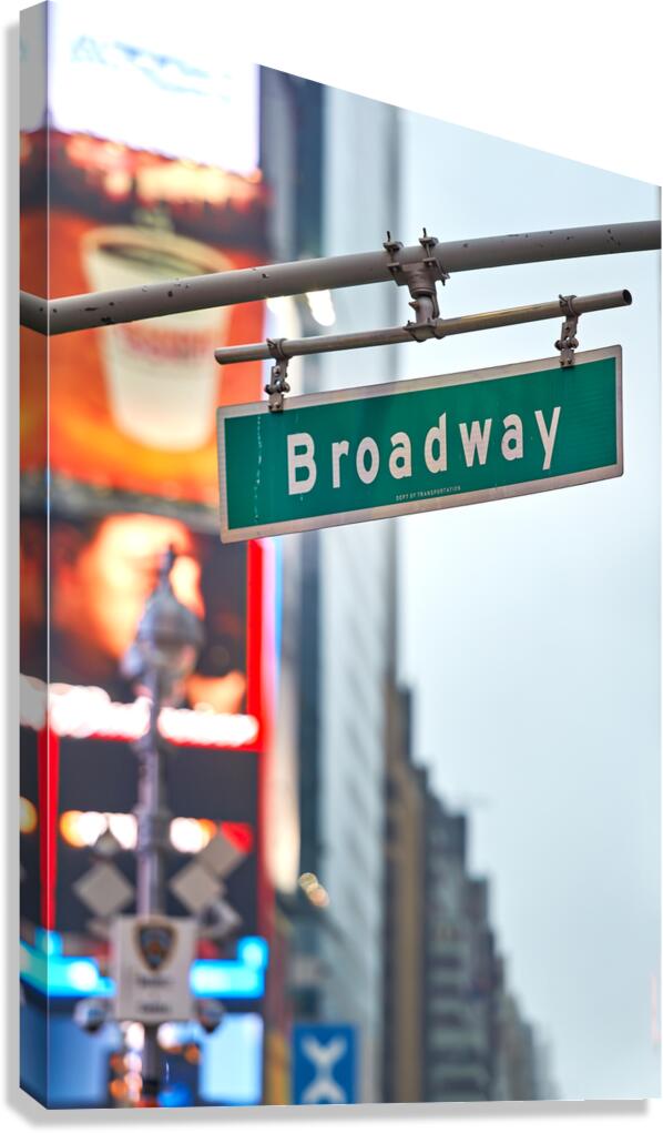 Broadway street sign in Manhattan New York City during the day