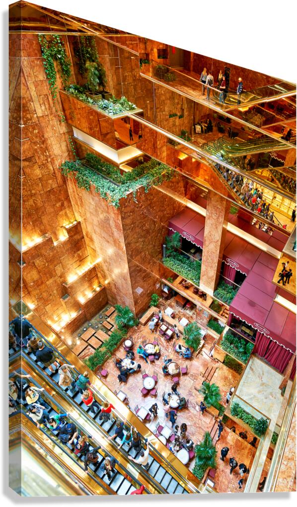 Visitors explore the Trump Tower atrium in New York City