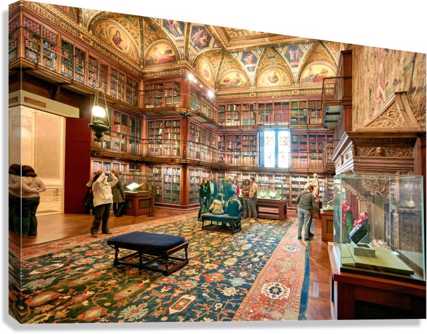 Visitors explore the Morgan Library and Museum in Manhattan