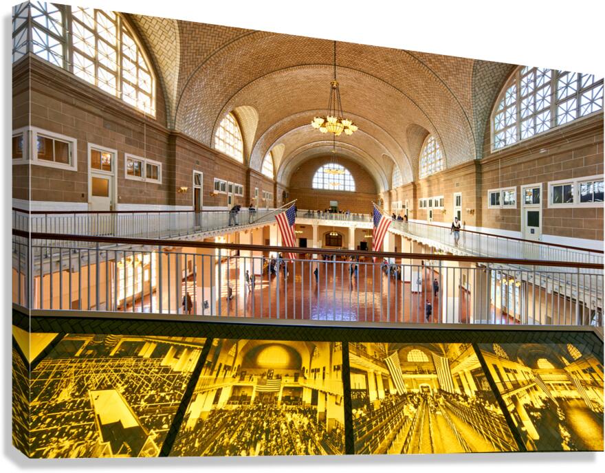 Visitors at Ellis Island exploring history of immigration