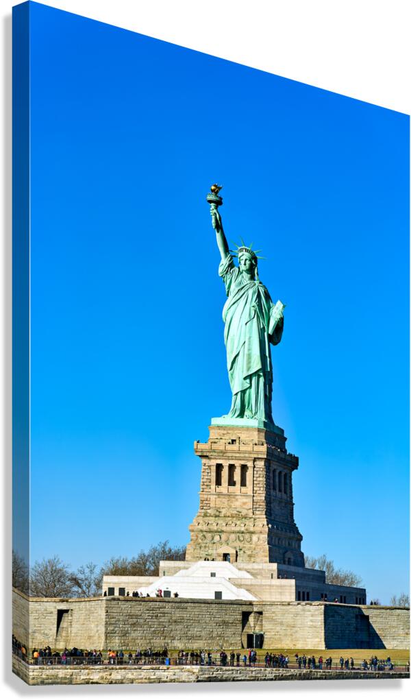 Statue of Liberty stands tall on Liberty Island in Manhattan New