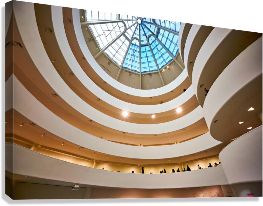 People walk along the spiral ramps of the Solomon R